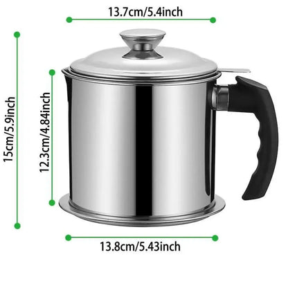 Modern Stainless Steel Oil Dispenser with Tray and Lid, Includes Filter for Bacon Grease and Cooking Oil, Kitchenware and Utensils